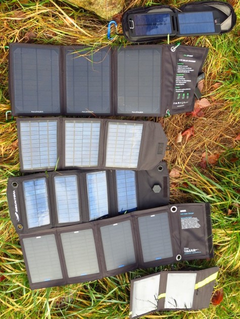 goal zero venture 30 solar recharging kit - comparing solar surface areas. from top to bottom: the...