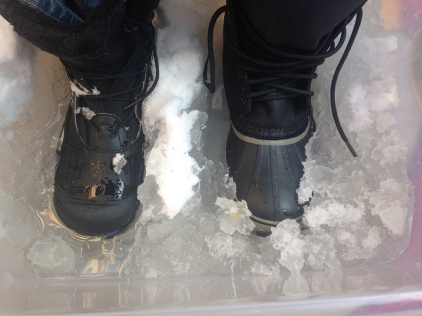 salomon toundra mid wp - testing warmth and water resistance in the ice bucket, with the...