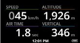 oakley airwave - hud display of speed, altitude, airtime, and vertical.