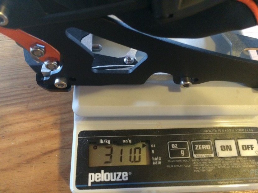 karakoram prime 1 - weighing the splitboard bindings.