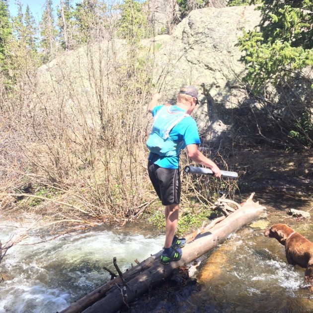 new balance leadville v3 - log crossings for humans and stream swimming for chocolate labs...