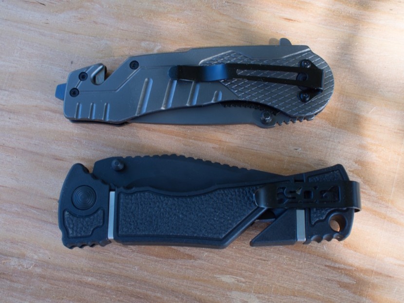 neokut black kryptonite - comparison photo of the two "tactical" style knives we tested...