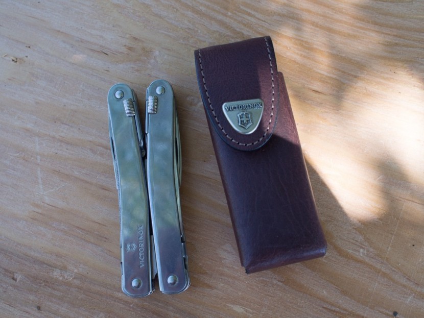 victorinox swisstool spirit x - the swisstool and dedicated case. something about the brown leather...