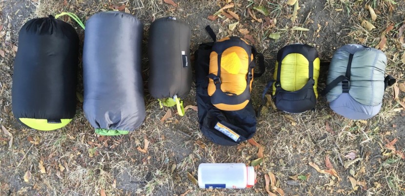 sea to summit spark iii - the spark iii (second from right) was the most packable sleeping bag...