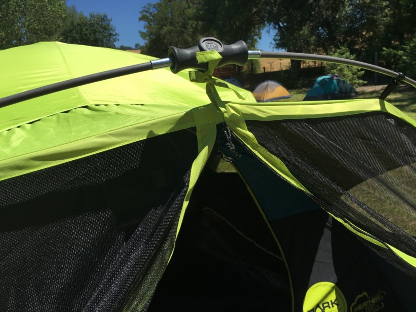 coleman carlsbad fast pitch 6 - we didn't love having to tie the awning to the hub on the carlsbad...