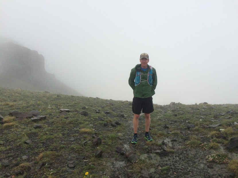 sierra designs exhale windshell - the views have disappeared in the dense clouds and pouring rain...