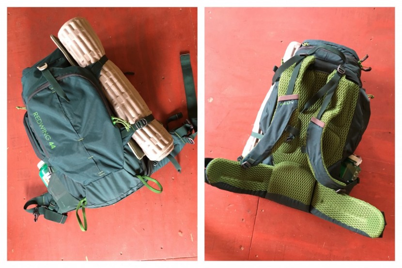 kelty redwing 44 - the front and back of the redwing 44 when fully loaded.