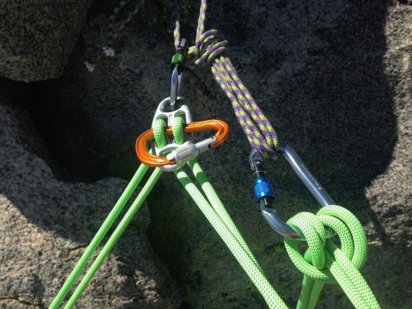 black diamond rocklock screwgate - high on the swiss arete of mount sill in the sierra nevada...