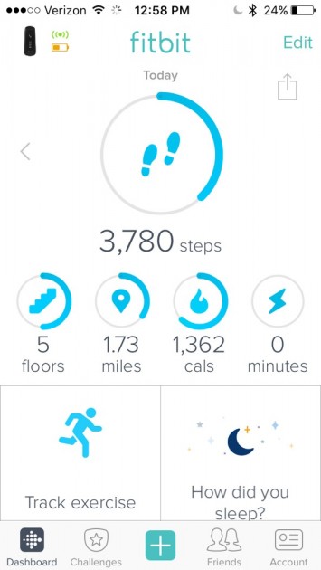 fitbit one - the main "home" screen of the excellent and streamlined fitbit app.