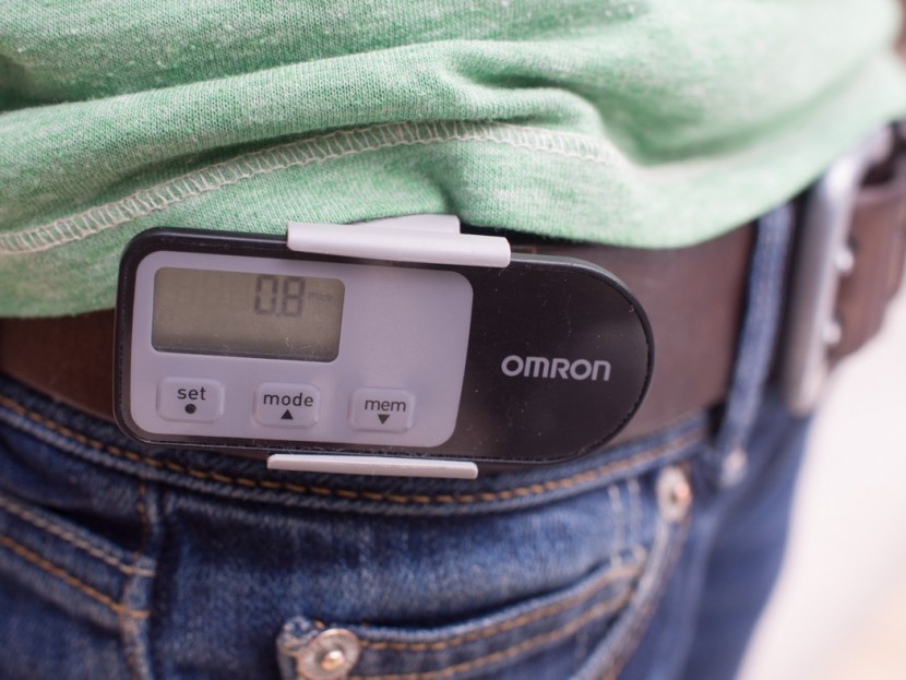 omron alvita optimized - the omron, clipped to a tester's belt.