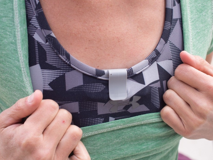 omron alvita optimized - the omron, as clipped to the bra of one tester. this is an okay...