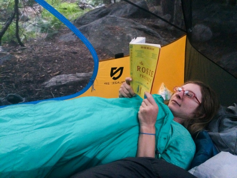 nemo blaze 2p ultralight - there is lots of head room for the person sleeping at the side where...