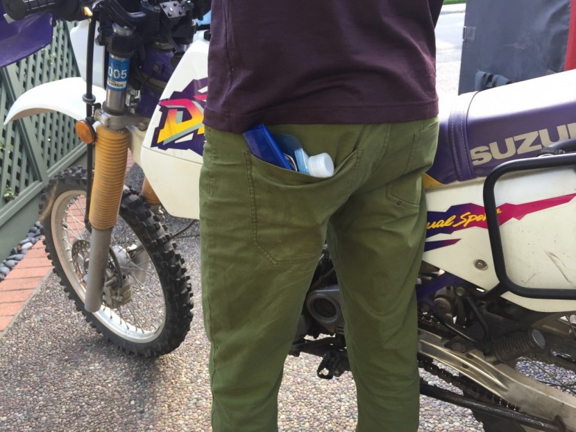 platypus softbottle - the lightweight, compact platypus gets stashed in eric's back pocket...