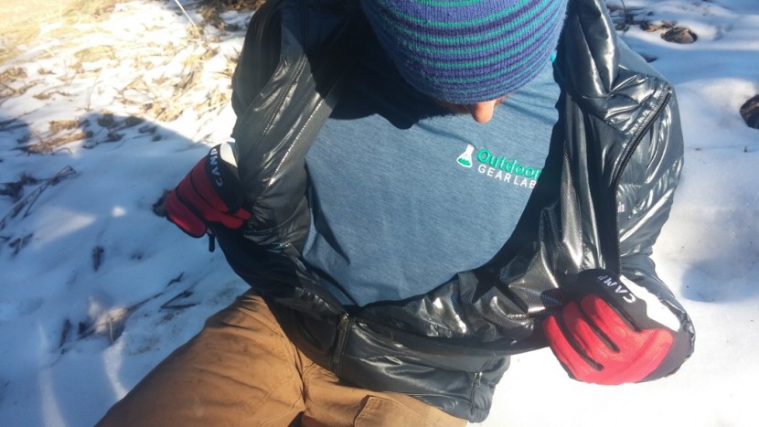 columbia gold 650 turbodown hooded - the "omniheat" lining in the columbia turbodown. it is difficult to...