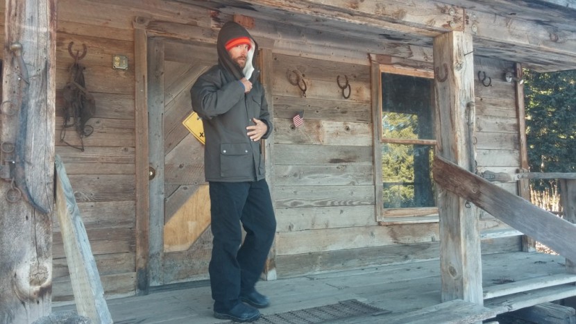 fjallraven greenland - lead test editor jed porter at a horse camp in wyoming's tetons. for...