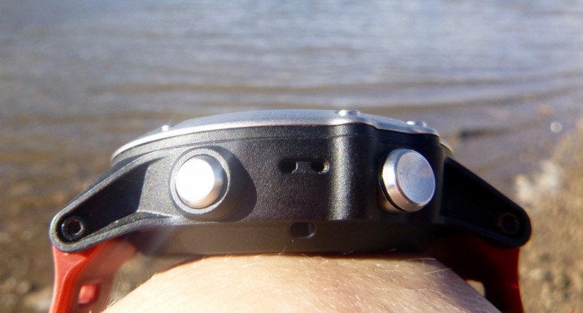 garmin fenix 3 - this shows the right side of the watch, with two buttons. all the...