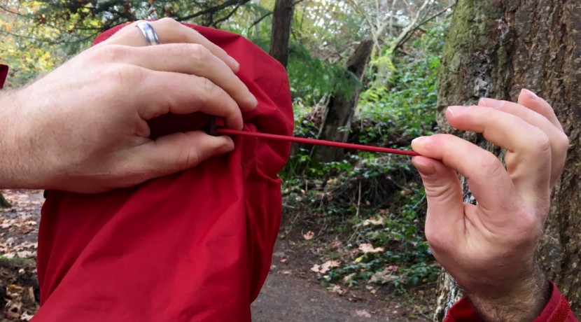 the north face dryzzle - the cinch cord on the dryzzle's hood.