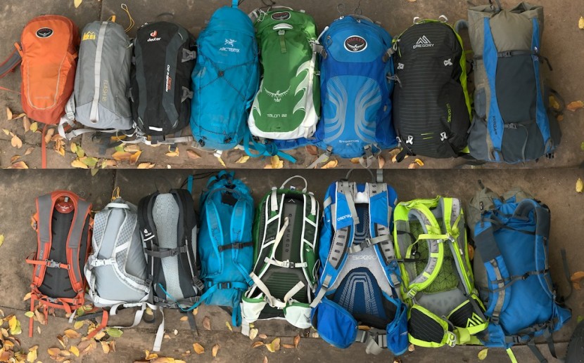osprey stratos 24 - from left to right: osprey daylite, rei flash 18, deuter speed lite...