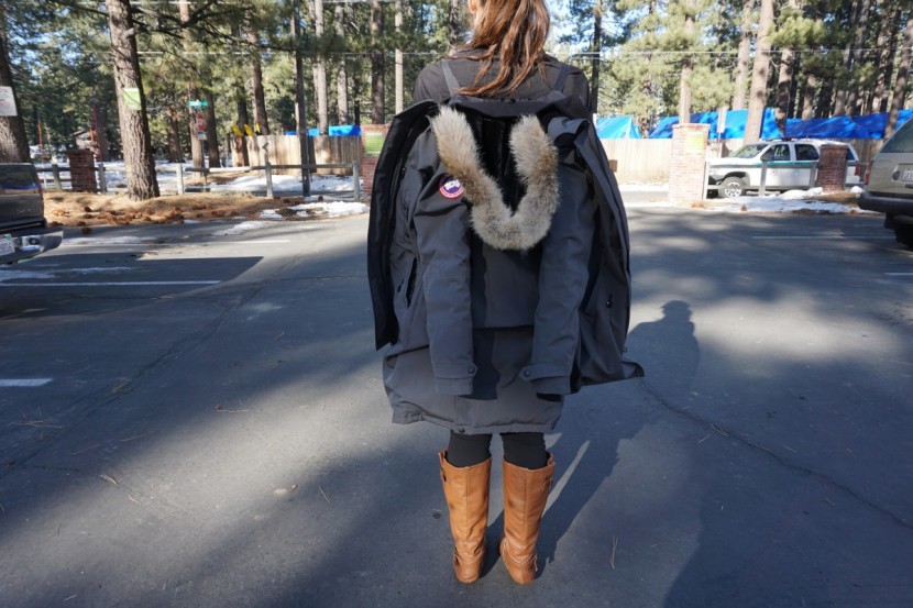canada goose kensington parka - internal carrying straps allowed us to slip the jacket off and have...