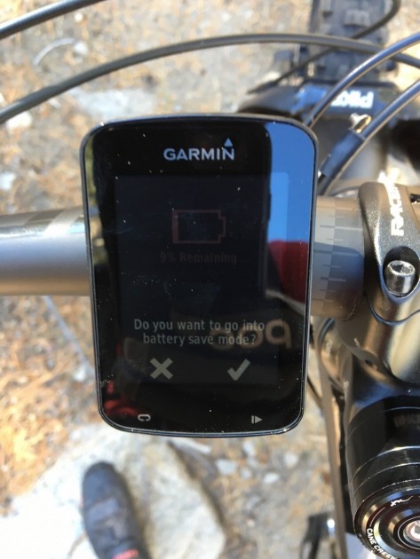 garmin edge 820 - the battery save mode allows you to keep recording with the display...