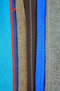 under armour base 4.0 - a close-up of some differences in seam construction. from left to...