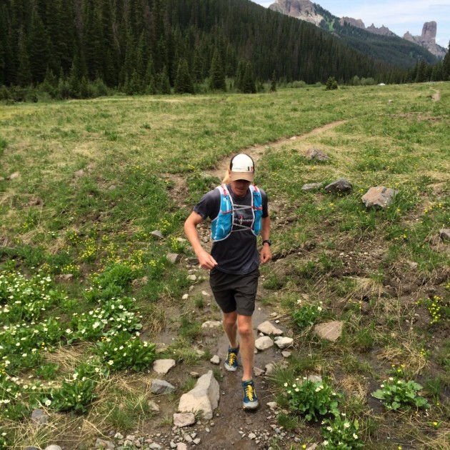 smartwool phd run light elite micro - courthouse mountain and chimney rock in the background on a...