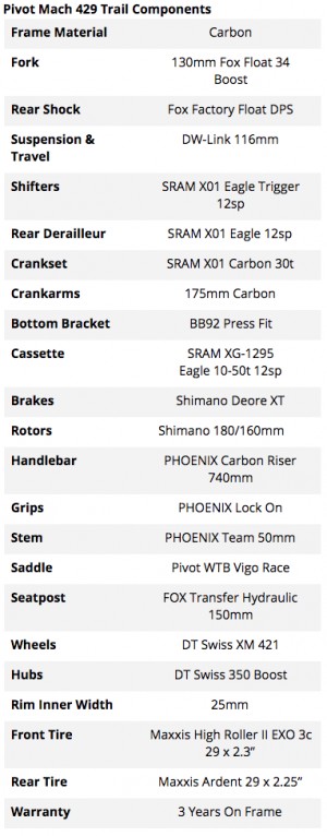 pivot mach 429 trail x01 eagle 2017