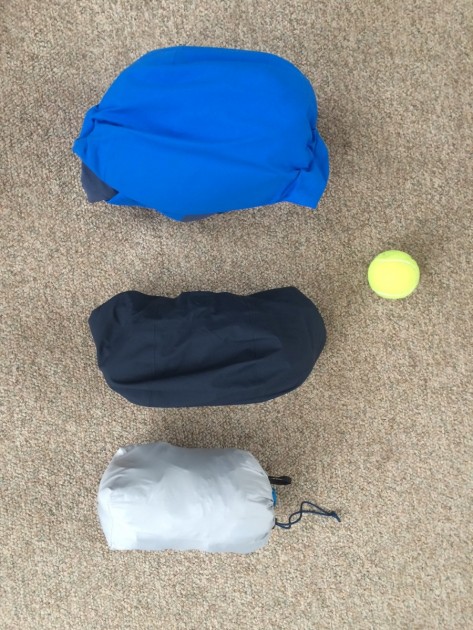 black diamond helio alpine shell - a select sample of the differences in packable size between jackets...