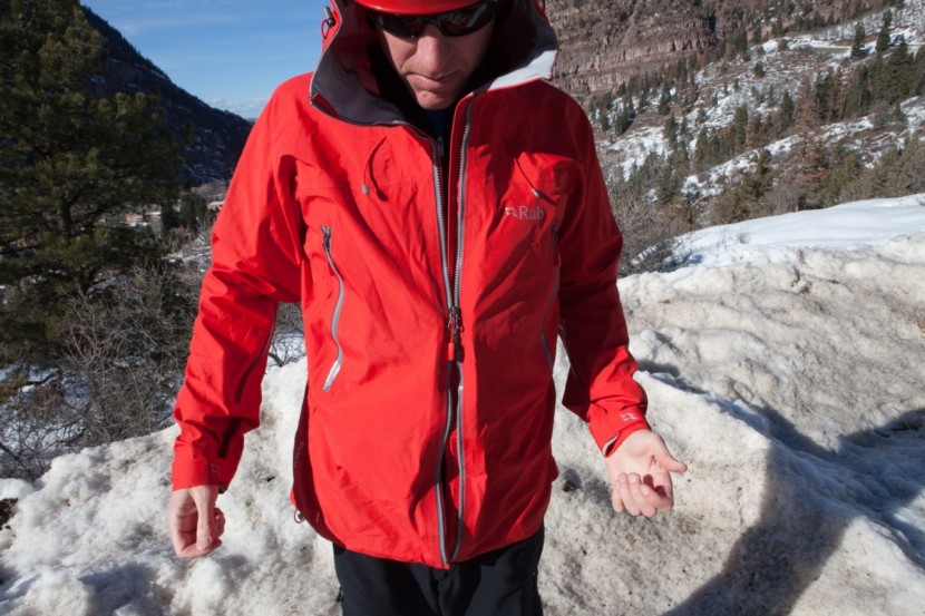 rab latok alpine jacket - this two-way front zipper also has a button at the bottom that holds...