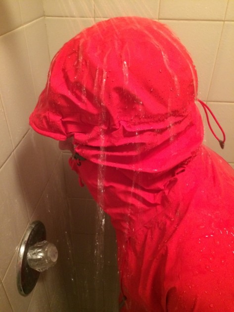 rab latok alpine jacket - testing the water proofness and hood performance in the shower. this...