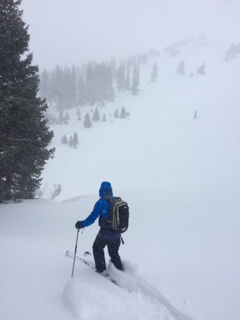 the north face free thinker - storm skiing means limited visibility. here testing the free thinker...