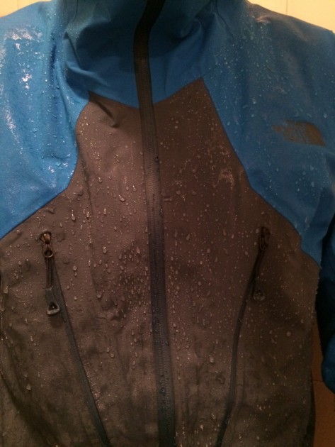 the north face free thinker - showing the face fabric after the intense downpour of our shower...