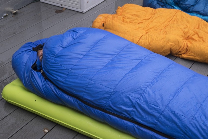 western mountaineering antelope mf - here our tester is happy to have 6" of loft between him and the...