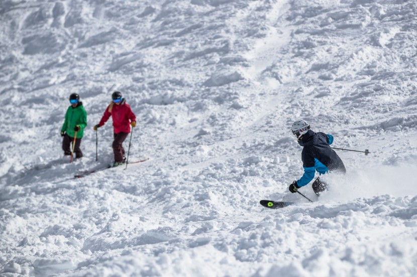 dynastar cham 2.0 97 - showing off the cham's crud busting abilities.