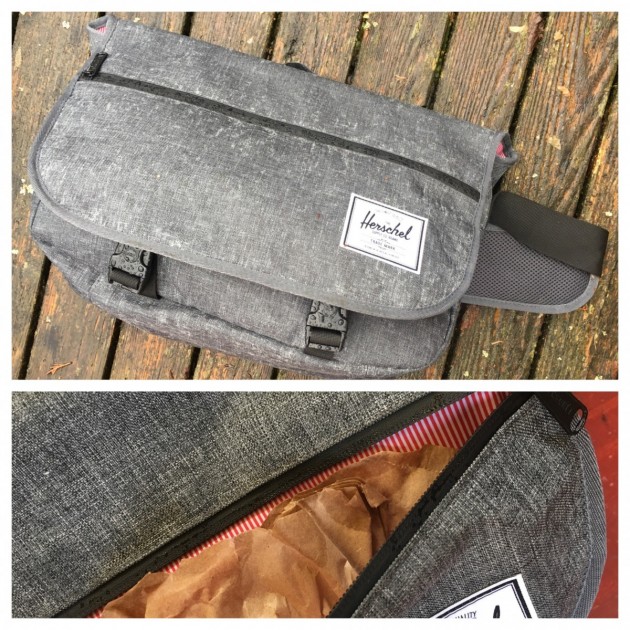 herschel supply pop quiz - the pop quiz messenger bag leaked a bit of water into the flap's...