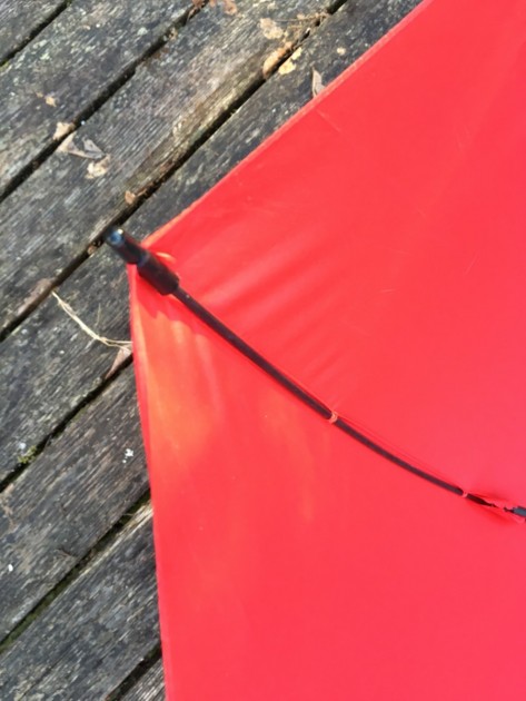 helinox one - the helinox umbrella has fiberglass tips that are much less brutal...