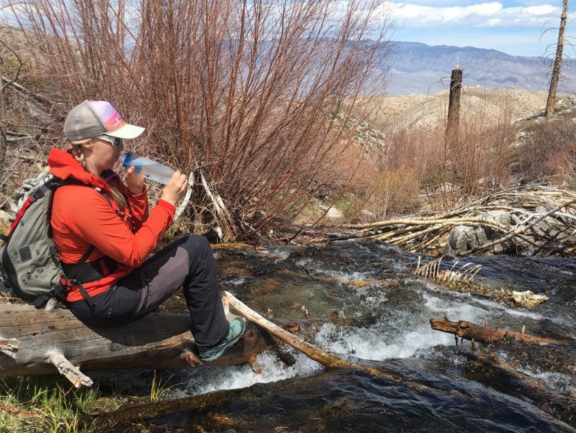 katadyn befree 3l - we take a moment to enjoy a cool sip of water...upstream from...
