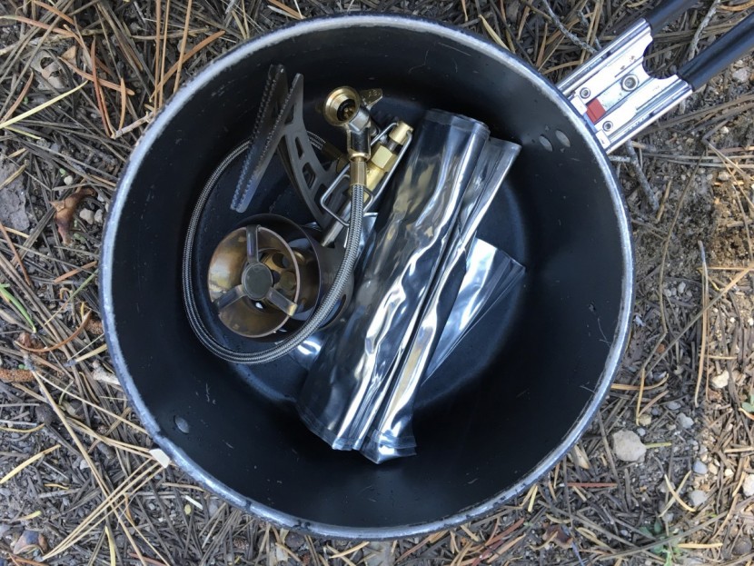 primus omnilite ti - the omnilite burner, windscreen, and reflector fit in our 2.5 liter...