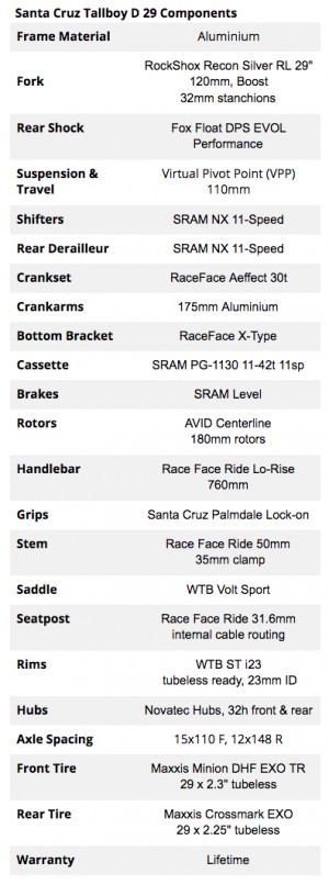 santa cruz tallboy d 29 2017