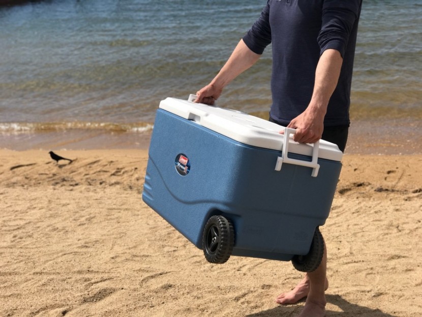 coleman xtreme 5 wheeled 100qt - the coleman xtreme 5 wheeled is a bit large, and it's handles are a...