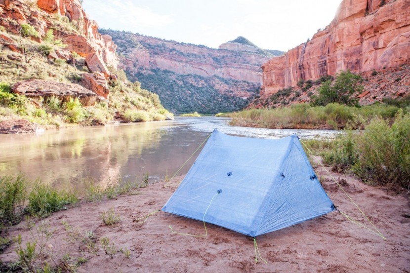 zpacks duplex 2 - the zpacks duplex set up in the sand on the banks of the dolores...