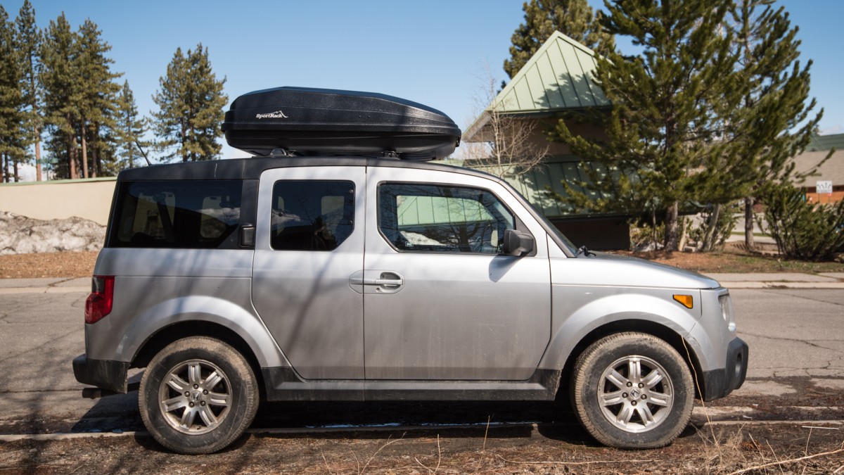 SportRack Vista XL Review (The SportRack's size in comparison to a medium-sized car)