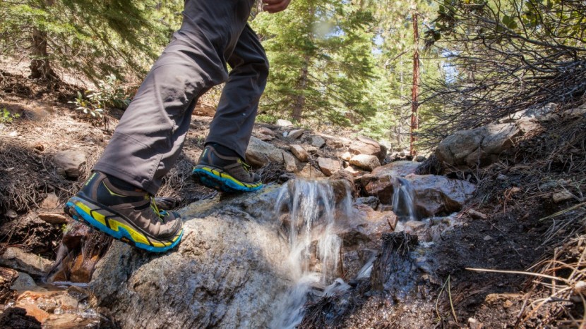 hoka tor ultra hi wp - slick granite stream crossing? no problem for the tor ultras.
