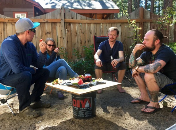 rei co-op flexlite - hanging out in the backyard on a warm spring afternoon. left to...