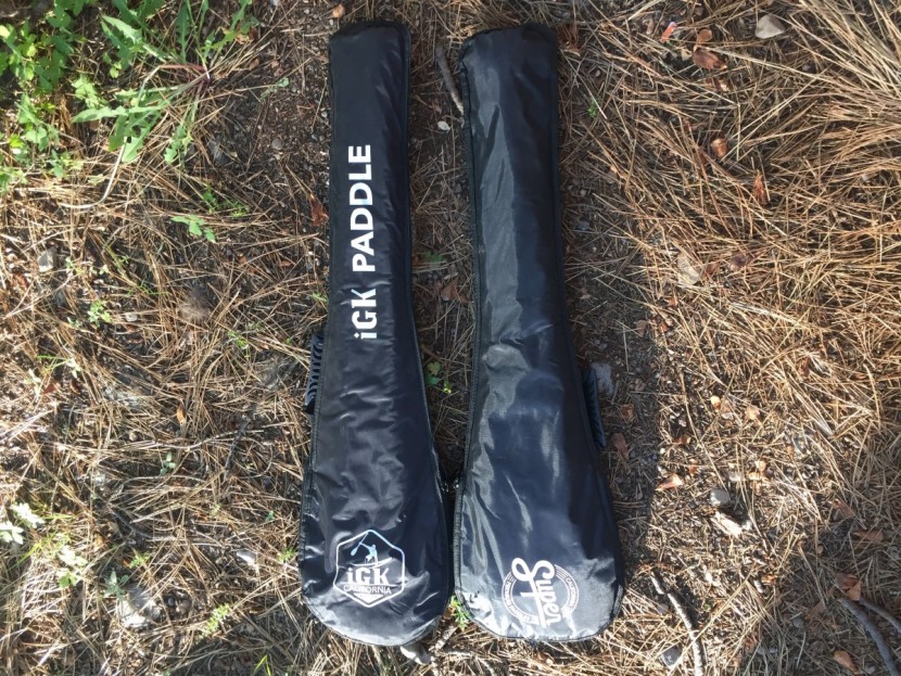 super paddles carbon fiber - the two three-piece paddles in the test, shown completely broken...