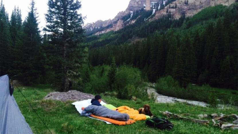 ultralight sleeping bag - hanging out to watch the sunset and eat dinner on an overnight trip...