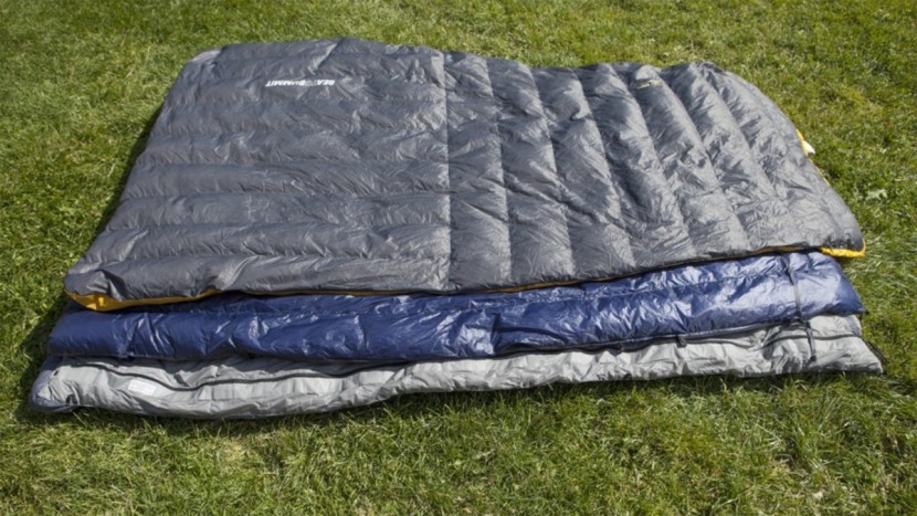 ultralight sleeping bag - some ultralight quilts that open into flat blankets, lined up so...
