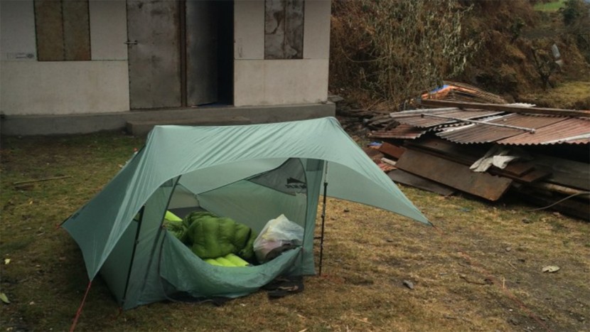 zpacks classic - happy to find a villager in the middle of nowhere, rolwaling valley...