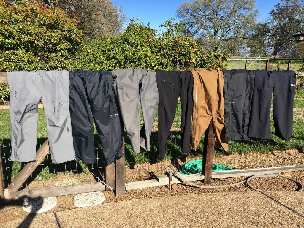 rain pants - drying out after several days of testing and side-by-side...