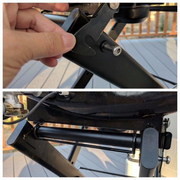 cuisinart all foods roll-away - top: the latch that won't stay unhooked unless pulled around the...